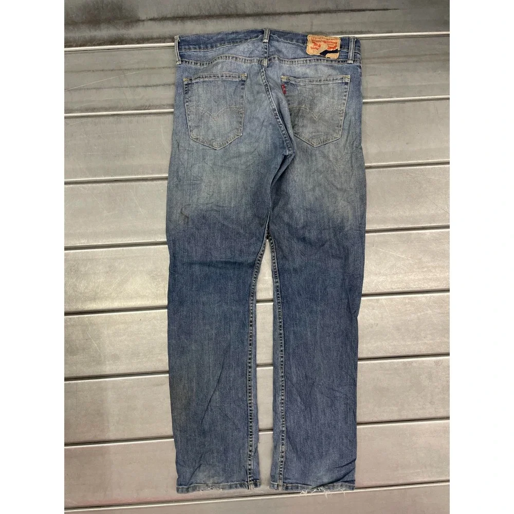 Levis 514‎ Jeans Mens 33X32 Blue Medium Wash Denim Straight Leg Distressed